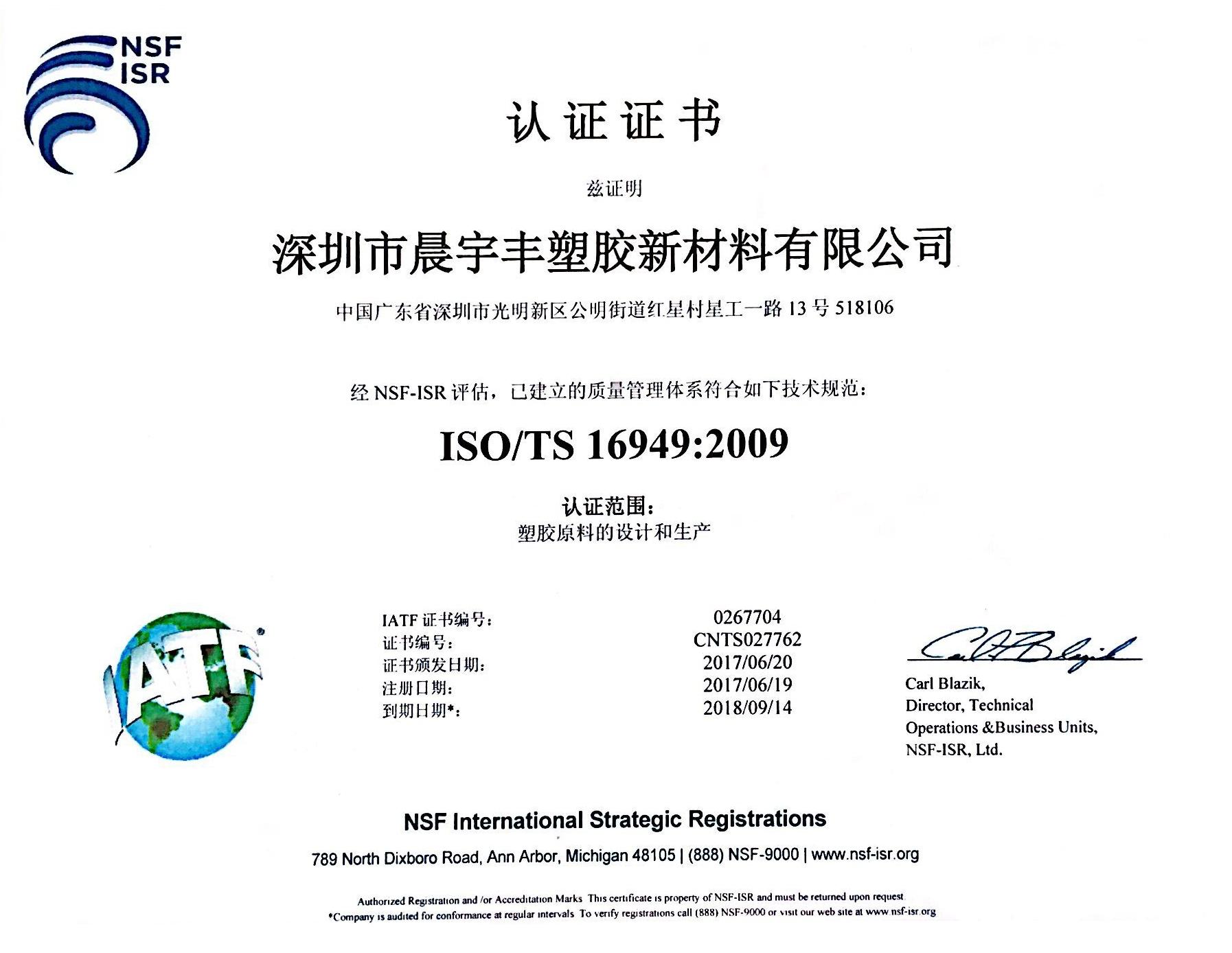 TS 16949 in Chinese
